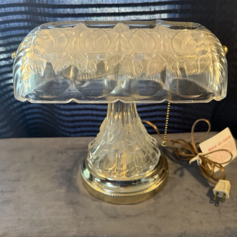 Anne Hutte Bleikristall Lead Crystal Bankers Desk Lamp - Working Rare Vintage